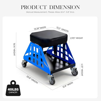 Heavy Duty Rolling Mechanics Seat,400 LBS Capacity Garage Stool, Tools for Automotive Auto Repair (Blue) - color: Blue