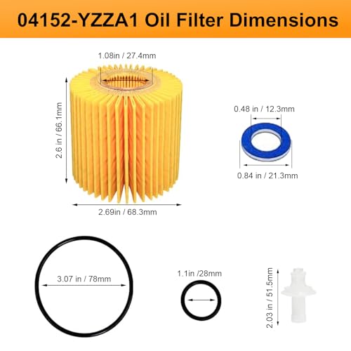 64mm Oil Filter Wrench with 04152-yzza1 Oil Filter Change Kit for Toyota Tacoma, Camry, RAV4, Highlander, Sienna,Tundra. Fits 2.5-5.7L Engines, Filter Removal Tool Set with Oil Drain Plug & Gasket