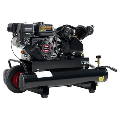 Albott 6.5HP Gas Powered Air Compressor 8 Gallon Portable Air Compressor | 196cc Loncin Engine Max 115PSI Pressure Pneumatic Tool Compatible Commercial and Residential Use - size: 8 Gal