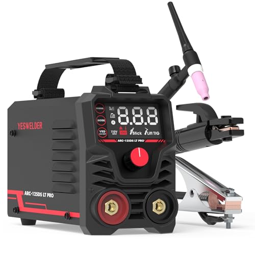 YESWELDER 125Amp Mini Stick Welder Large LED Display with Lift TIG Torch, IGBT ARC Welding Machine, 110V Hot Start Portable MMA Welder Machine, Arc force - style: ARC-125DS with LIFT TIG Torch