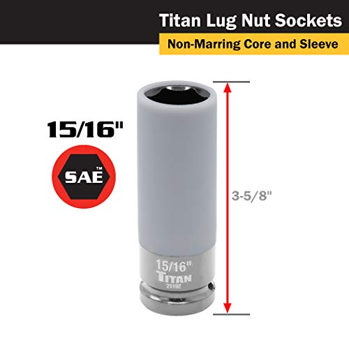 Titan 21192 1/2 in. Drive x 15/16 in. Nonmarring Lug Nut Socket - size: 15/16-Inch
