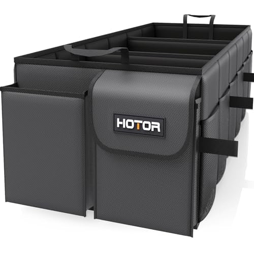 HOTOR Trunk Organizer - Foldable Car Organizer for SUVs & Sedans Storage | Sturdy Car Organization for Men & Women, Car Accessories, Tools, Sundries, Black, 3 Compartments, 35.4" x 14.2" x 10.6" - color: Black, size: XX-Large-(3 Compartments)