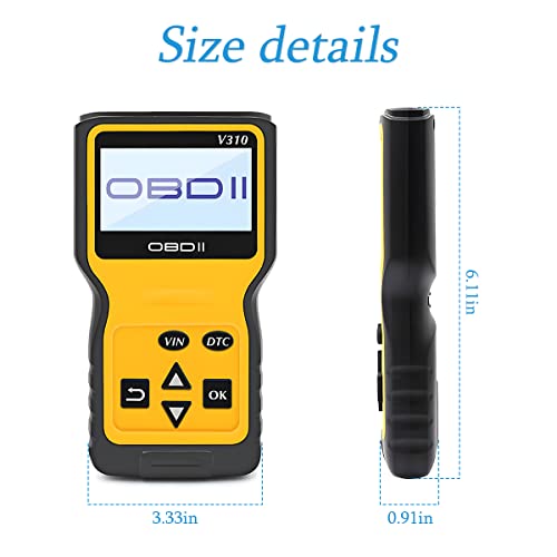 AUCELI OBD2 Scanner Code Reader for Car Check Engine, CAN Diagnostic Tool, Read and Erase Fault Codes, Probe for Emission Monitor Status, Universal for All OBD II Protocol After 1996(Yellow)