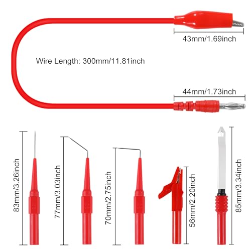 30Pcs Back Probe Kits, Banana Plug to Copper Alligator Clip Automotive Test Leads Set with Alligator Clips Wire Piercing Probes, 15PCS Back Probe Pins for Car Repairing Diagnostic 5 Colors
