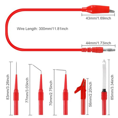 30Pcs Back Probe Kits, Banana Plug to Copper Alligator Clip Automotive Test Leads Set with Alligator Clips Wire Piercing Probes, 15PCS Back Probe Pins for Car Repairing Diagnostic 5 Colors