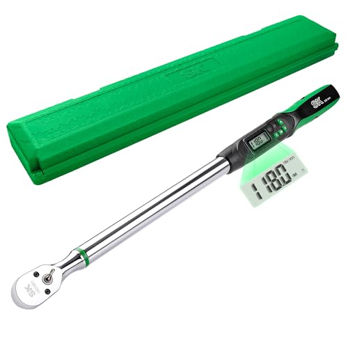 SK 1/2" Drive Digital Torque Wrench, 17 to 340 N-M, LED Display | Torquimetro, Four Units of Measure & Flash Notification - size: 1/2" Drive