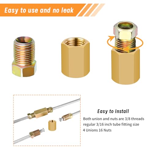 MuHize 25FT 3/16 Inch Brake Line Flaring Tool Kit | Zinc Coated Alloy Brake Line with 16 Fittings & 4 Unions, Includes Double & Single Flaring Tool and Tube Cutter - size: Sliver Brake Line Tool Kit