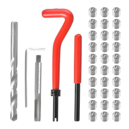 30PCS M6 x 1.0mm Car Thread Repair Insert Kit, Stainless Steel Vehicle Metric Helicoil Inserts Set with Hand Tool, Automotive Thread Repairing Tool, Universal for Most Vehicles