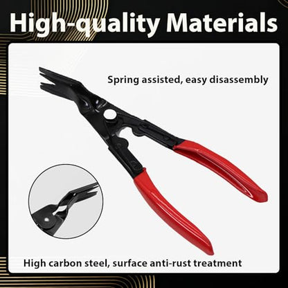 Car Panel Trim Removal Tool, Interior Clip Plier with Red Non-Slip Handle, Door Upholstery and Dashboard Fastener Remover
