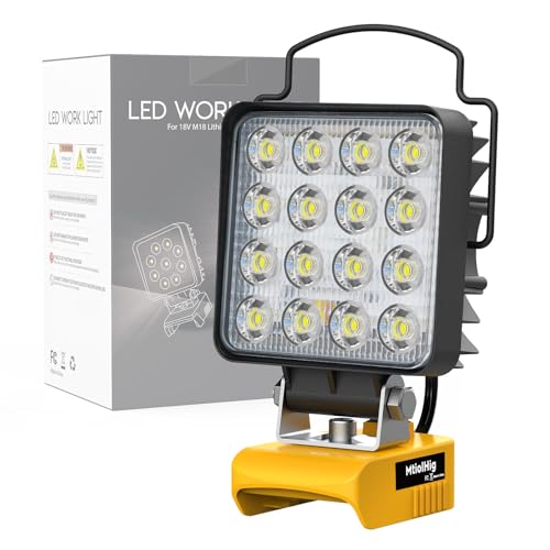 MtiolHig Cordless LED Work Light Compatible with Dewalt 20v Battery, 112W 11200Lumens Underhood Work Light Tool Gifts for Men, with USB & Type-C Charging Port Emergency for Workshop(Tool Only) - style: 1PC 112W Light Compatible with Dewalt 20V MAX