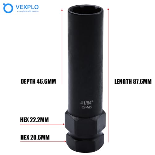 VEXPLO 41/64" 6 Spline Lug Nut Socket, 2 Pcs Wheel Lock Removal Tool | 41/64" 6 spline lug nut socket key (2 Pcs). Reliable wheel lock removal tool for aftermarket spline drive lugs on UTV & ATVs - size: 6 Spline-2 Pack