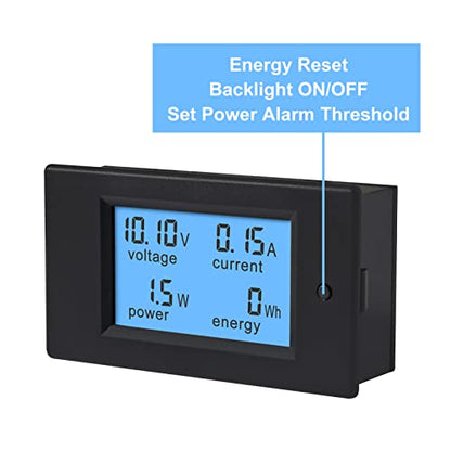 DC 6.5-100V 0-100A 12V 24V 36V 48V 60V 72V Volt Amp Watt Meter LCD Display Digital Current Voltage Power Energy Meter Multimeter Ammeter Voltmeter with 100A 75mV Current Shunt Pack of 2