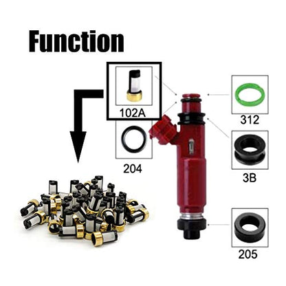 HiSport Fuel Injector Seal Kits Filter Baskets Universal Repair Set CF102A | 6mm x 3mm x 10.7mm [50 Set]
