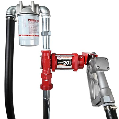 FMCNMech Fuel Transfer Pump, 12V DC 20 GPM High-Flow Diesel Pump with Manual Nozzle and 13 ft Hose, Heavy-Duty Fuel Transfer Pump for Gasoline, Diesel & Kerosene - color: 20 GPM Gas & Diesel Pump