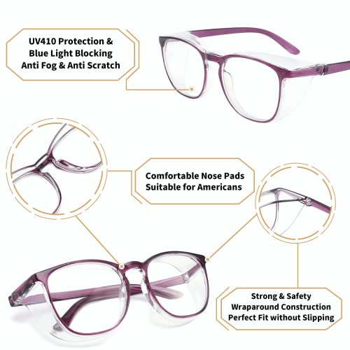 SQIMZAR Safety Glasses Goggles For Women Nurses Protective Eyewear,Anti Fog Safety Goggles - color: Purple+leopard