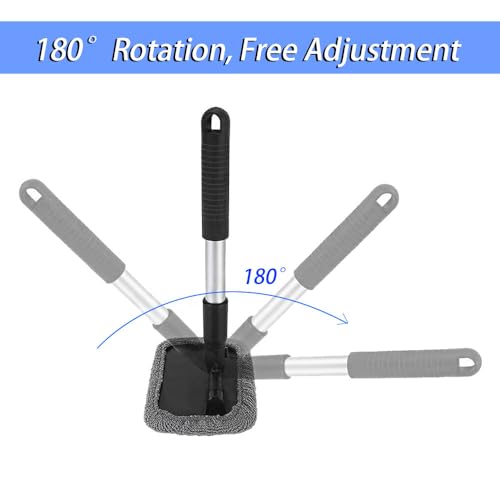 Car Window Cleaning Tool, Windshield Cleaner with Microfiber Cloth & Extendable Handle, Windshield Cleaner Tool, Car Accessories Inside Car Cleaning Tools Fit for Auto Glass Wiper