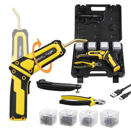 Cordless Plastic Welder Kit, Portable Hot Stapler Welding Gun | Convertible angle hot stapler design, lightweight and portable, perfect for car bumper and daily plastic crack repair work.