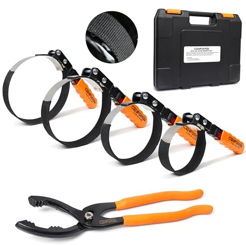 5-PC Swivel Oil Filter Wrench Set with Cover 2-3/4" to 5-1/4" and 2-1/2"to 4-5/8 (64-118mm) Adjustable Oil Filter Plier, Car Oil Filter Removal Tool, Durable & Easy Operation - size: 5-Piece Set (2-1/2" - 5-1/4")