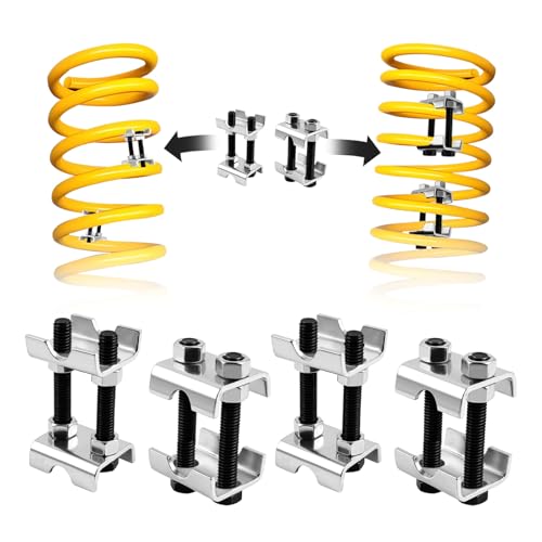 4PCS Coil Spring Compressor Tool,2 Way Adjustable Strut Spring Compressor for Lifting 1" to 2",Carbon Steel Car Accessories Coil Spring Spacer for Vibration&Noise Reduction