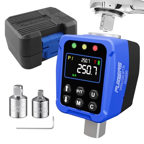 1/2" Drive Digital Torque Wrench Adapter 12.5-250.7 Ft-lb / 17-340 Nm, Electronic Torque Meter ±1% Accuracy, Colour LCD Display, 1/4” & 3/8” Adapters for Car & Motorcycle Maintenance - size: 1/2" 12.5-250.7 FT.LB Digital Torque Adapter