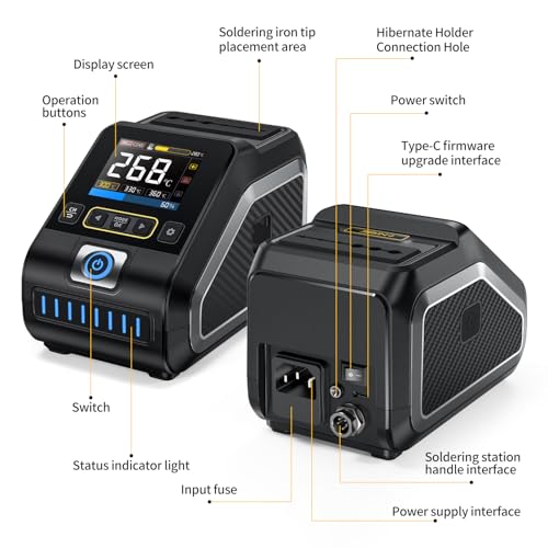 FNIRSI DWS-200 200W Precision Digital Soldering Station Kit, with 3 F210 & 6 F245 Soldering Iron Tips and 2 Helping Hands, Temp Value & Curve Mode, 3 Temperature Storage, Full-Color Display