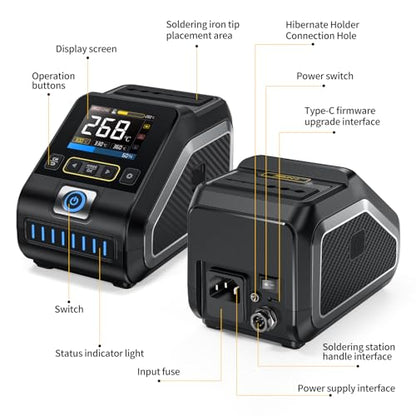 FNIRSI DWS-200 200W Precision Digital Soldering Station Kit, with 3 F210 & 6 F245 Soldering Iron Tips and 2 Helping Hands, Temp Value & Curve Mode, 3 Temperature Storage, Full-Color Display