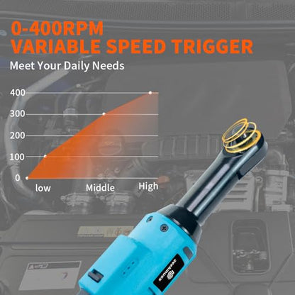 Zeekmus Cordless Ratchet Wrench Set - 3/8" Electric Power Ratchet Kit with 400RPM, LED Work Light, and 2.0Ah Batteries, Adapters and Extension Bars Variable Speed, with Case