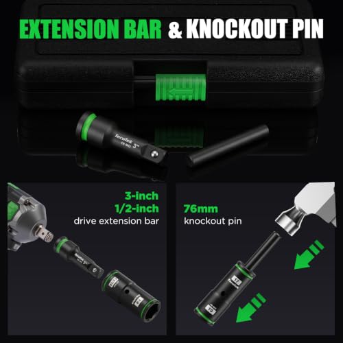 TecoTek 6PCS Thin Wall Lug Nut Impact Socket Set, 1/2" Drive Impact Flip Socket Set, 8 in 1 Dual End Wheel Tire Nut Sockets, Metric 17 19 21 22mm & SAE 3/4" 13/16" 7/8" 15/16", Lug Nut Removal Tool - size: Standard Metric & SAE