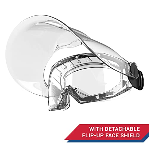 Eagle Eyes Anti-Fog Scratch-Resistant Safety Goggles with Face Shield - 99.9% UV Rays Protection - Universal Fit Lightweight Eyewear (Clear) - color: Clear