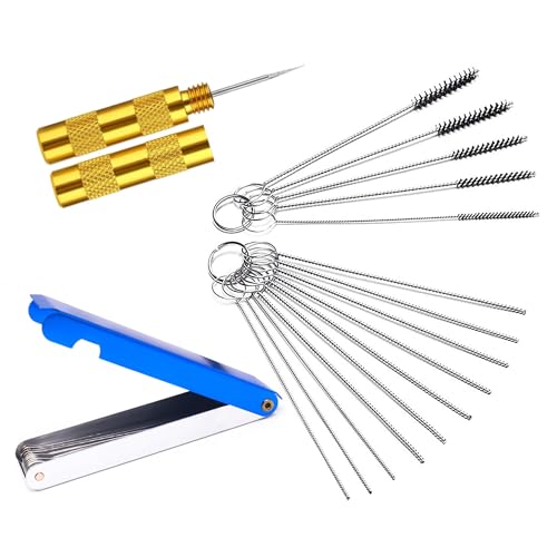 Carburetors Carbon Dirt Jet Remove Cleaner, 13 Cleaning Wires Set + 10 Cleaning Needles + 5 Nylon Brushes + 1 Sharp Pick Tool Kit, Compatible with Motorcycle ATV Moped Welder Carb Chainsaw - size: 13 Cleaning Wires Set