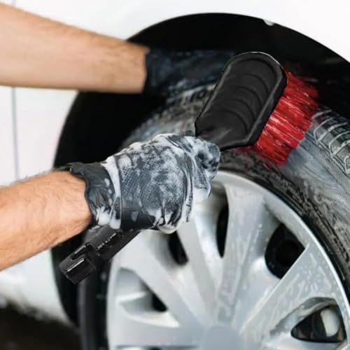 Car Detailing Wheel Brush with Ergonomic Grip - Soft Bristle Rim Cleaner for Brake Dust on Alloy Wheels - Flexible Tire Brush for Engine Bay - 10.24 Inch