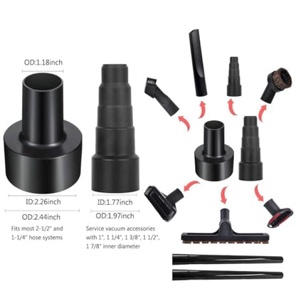 Vacuum Attachments for Shop Vac Attachment Accessories Vacuum Hose | 9 Pcs 1 1/4" Vacuum Cleaning Tools with 1 7/8" to 1" Vacuum Hose Adapter, 1.25" Hardwood Floor Brush & Crevice Tool - size: vacuum attachments-9pc