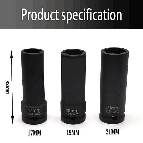 3PCS Twist Lug Nut Socket Set, 1/2" Drive Bolt Nut Extractor Tool | Metric, 17mm, 19mm, 21mm Socket, Damaged Nut Lock Remover, Rusted, Stripped, Screws, Stuck Locking Nut Removal - color: 3pcs Wheel Lug Nut Extractor 1/2 Inch Drive