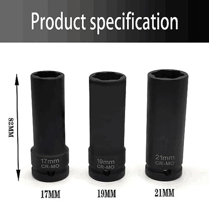 3PCS Twist Lug Nut Socket Set, 1/2" Drive Bolt Nut Extractor Tool | Metric, 17mm, 19mm, 21mm Socket, Damaged Nut Lock Remover, Rusted, Stripped, Screws, Stuck Locking Nut Removal - color: 3pcs Wheel Lug Nut Extractor 1/2 Inch Drive