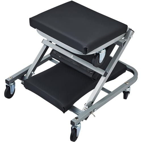 2 in 1 Z Creeper Seat Folding Creepers Automotive Rolling Chair 300 LBS Capacity Mechanic Creeper Low Profile Creeper Shop Garage Work Stool
