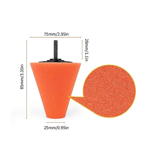 Car Polishing Pad Buffing Foam Sponge Pad Cone Polisher Buffer Pad Automotive Waxing Kit for Car Wheel Hub Headlight Polishing Angle Grinder Sanding Disc(6pcs) - color: 6pcs