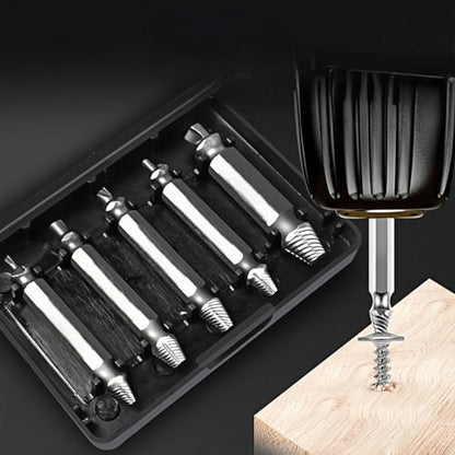 5 Piece Damaged Screw Extractor Set Professional Broken Bolt and Stripped Stud Remover Kit for Automotive and Home Repair
