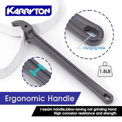 18 Inch Strap Wrench, Aluminum Handle w/ 48" Long Nylon Strap for 12” Max OD Capacity – Heavy-Duty Oil Filter Wrench for Round, Slippery, Odd-Shaped Objects