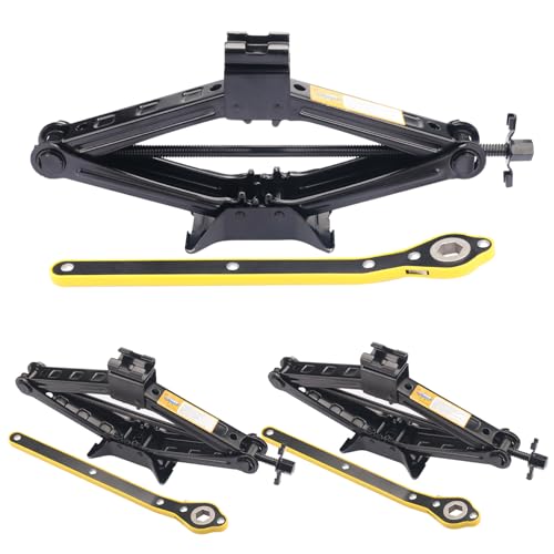3 Pack 2T Scissor Jack for Car - 2 Ton Robust Steel Car Jack with Saving Effort Ratchet Handle, 2 Ton Load Capacity, Universal Cars Jacks Tool Kit for Auto and Trucks - size: 3 Pack