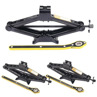 3 Pack 2T Scissor Jack for Car - 2 Ton Robust Steel Car Jack with Saving Effort Ratchet Handle, 2 Ton Load Capacity, Universal Cars Jacks Tool Kit for Auto and Trucks - size: 3 Pack