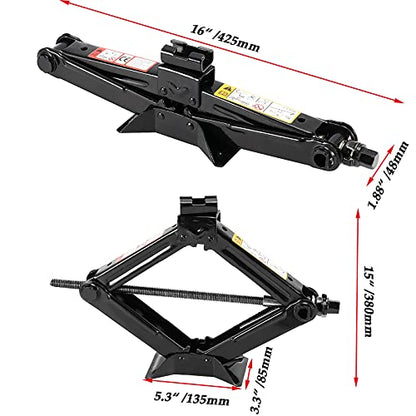 JOIKIT 2 Pack 1.5 Tons 3307 Lbs Capacity Scissor Jack, Car Jack with 2 Ratchet Handles, Car Scissor Jack Lift for Wagon, Van, SUV, Truck, Max Height 15 Inches