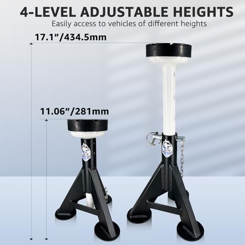 HKTE 4 Ton Low Profile Jack Stands 2 Pack, 8000 lbs Heavy Duty Car Jack Stands for Cars & Light Trucks, with Security Locking Pins - color: JACK STANDS 8000LB LOW PROFILE