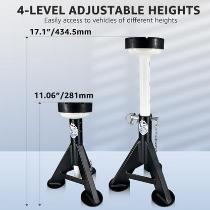 HKTE 4 Ton Low Profile Jack Stands 2 Pack, 8000 lbs Heavy Duty Car Jack Stands for Cars & Light Trucks, with Security Locking Pins - color: JACK STANDS 8000LB LOW PROFILE