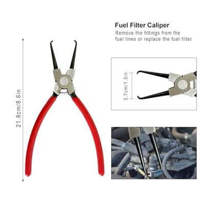 8Pcs Fuel Line Pliers Set, Fuel Line Disconnect Plier Tool Set | Fuel Line/Hose Clamp/Removal Pliers, Electrical Disconnect, Push Pin Tools, Relay Puller/Panel Clip Remover & Filter Caliper
