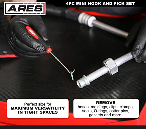ARES 10034 Mini Hook and Pick Set, 4-Piece, Hardened Steel | Includes angled, straight, and full hooks and picks; hardened steel shafts - size: 4-Piece Mini Hook/Pick Set