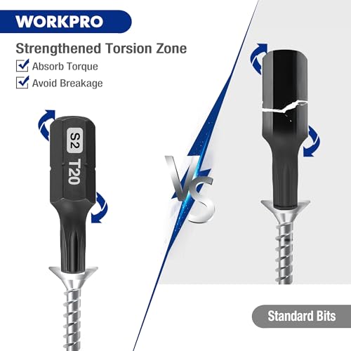 WORKPRO 16pcs Security Torx Bit Set, S2 Steel Star Bit Set, CNC Machined 1" Tamper Proof Torx Screwdriver with Magnetic Tips, 1/4 Inch Hex Shank, Tamper Resistant Fastener Driv in Storage Box