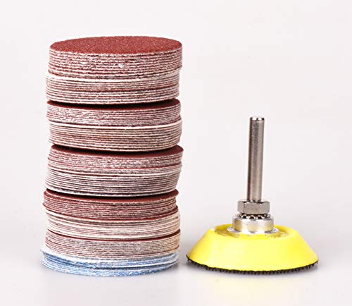 100 Pieces 2 Inch Sanding Discs, 80-3000 Grit Sandpaper | with 1/4" Shank Backing Plate and Foam Buffering Pad,for Drill Grinder Tool,Hook & Loop Sand Paper Assortment Pack
