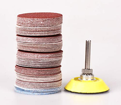 100 Pieces 2 Inch Sanding Discs, 80-3000 Grit Sandpaper | with 1/4" Shank Backing Plate and Foam Buffering Pad,for Drill Grinder Tool,Hook & Loop Sand Paper Assortment Pack
