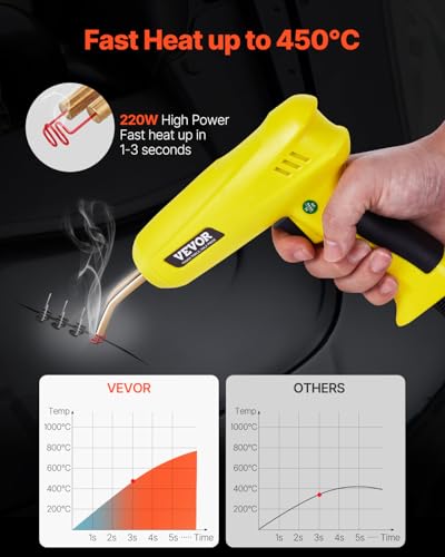 VEVOR Plastic Welding Kit, 220W Plastic Welder Gun with 800PCS Hot Staples & 56PCS Welding Rods, Professional Hot Staple Welding Gun with LED Light, Carrying Case for Kayak, Toys, Car Bumper Repair - style: 220W Gun with 800PCS
