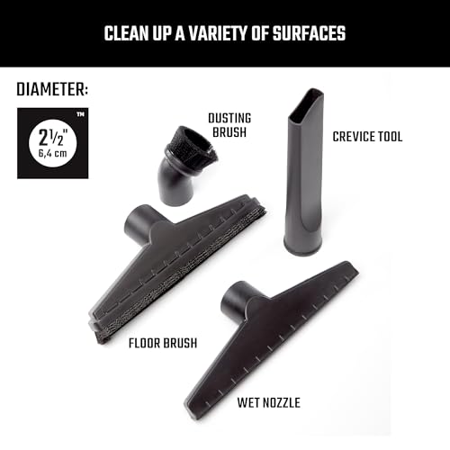 CRAFTSMAN CMXZVBE38802 2-1/2 in. Wet Dry Shop Vacuum Attachment Kit | Industrial-Grade Shop Vacuum Accessories for Cleaning your Home, Fits 2-1/2 in. Hose Diameters